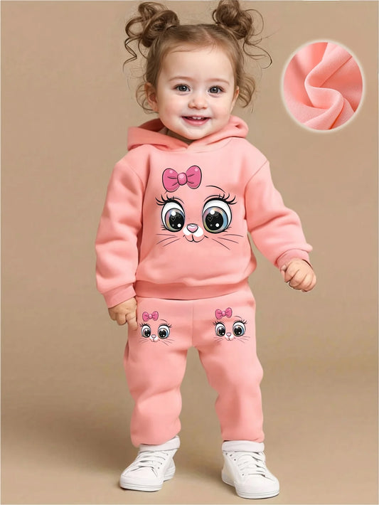 Baby Girl Cat Fleece Outfit Set