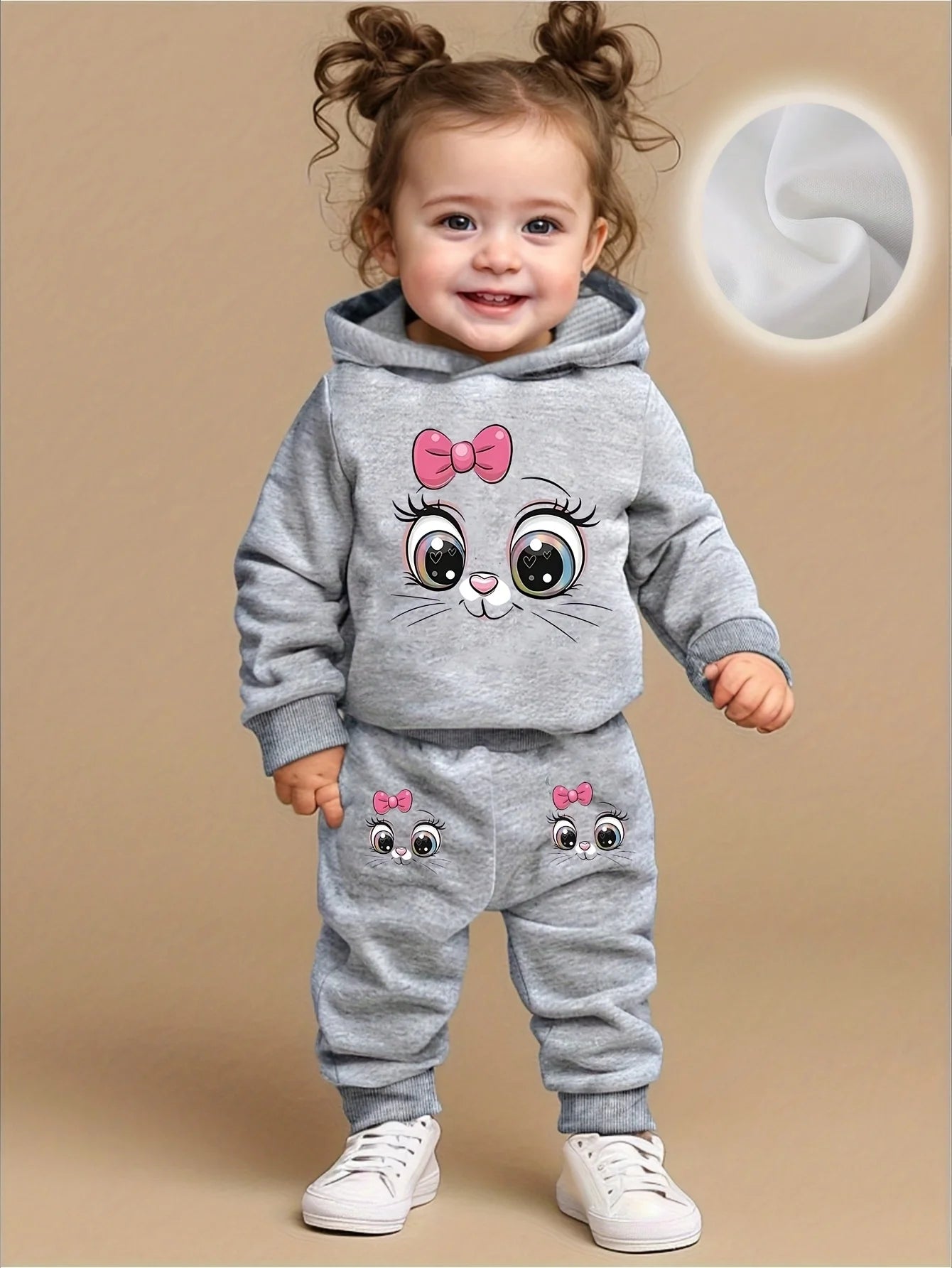 Baby Girl Cat Fleece Outfit Set