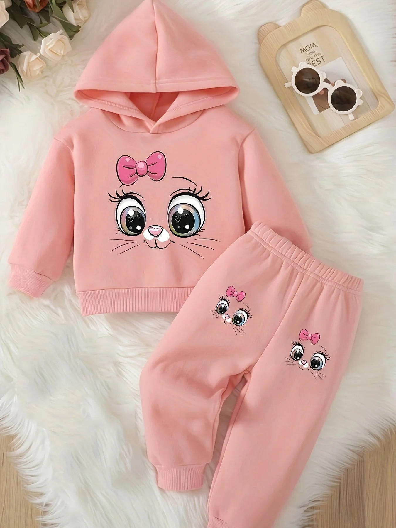 Baby Girl Cat Fleece Outfit Set