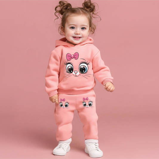 Baby Girl Cat Fleece Outfit Set
